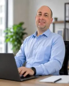 Paul Hancox working at his desk